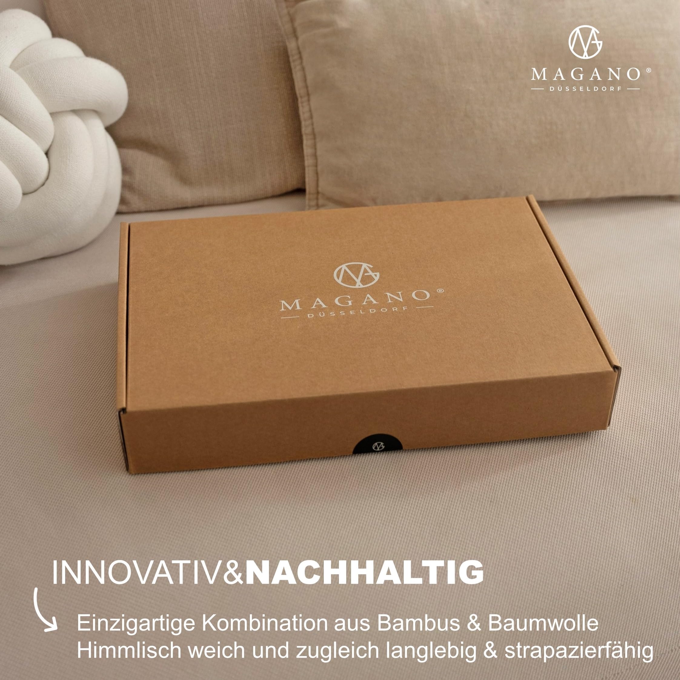 Magano® Luxus Bettwäsche-Set - Bambus & Baumwolle Satin - 400 TC Premiumqualität (Taupe, 135x200 cm + 80x80cm)