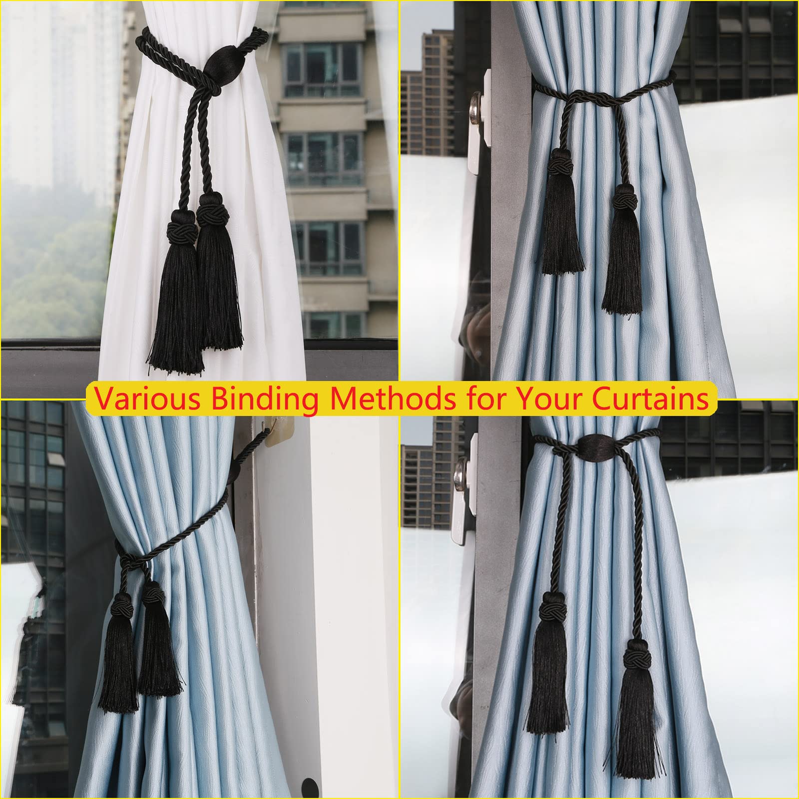 Vorhang-Raffhalter mit Quaste, moderne Seil-Fenstervorhänge für Vorhänge, elegante dekorative Vorhanghalter, 4 Stück