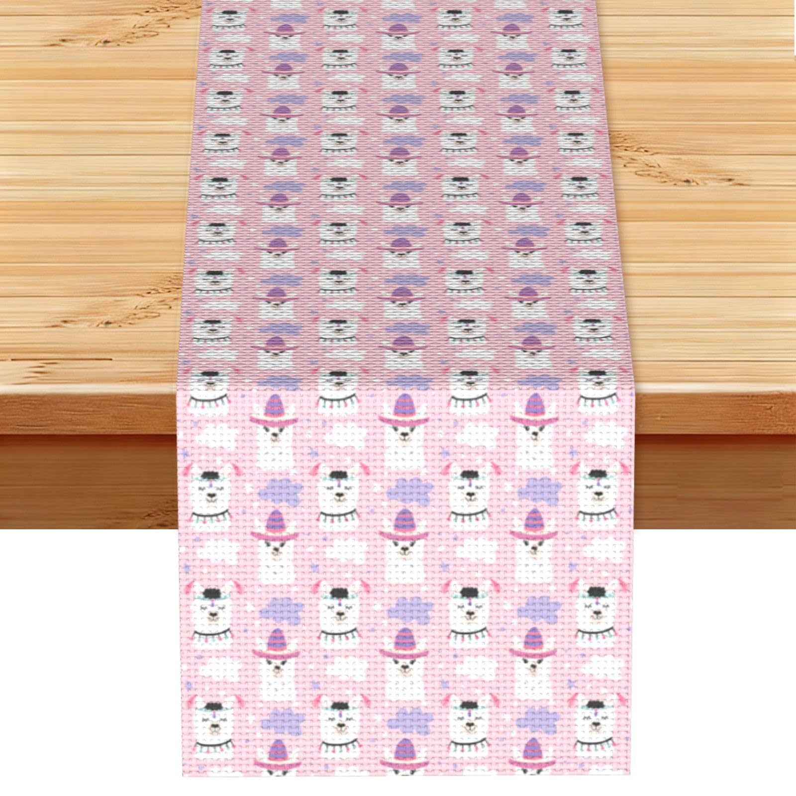 Cartoon Llama Alpaca Stylish Printed Table Cloth, Decorative Table Runner 13x72in for Home, Party and Banquet Home Decor