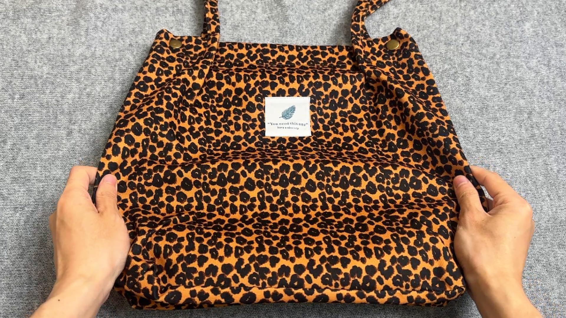 Bolsa Tote de pana para mujer con bolsillo interior miniatura 2