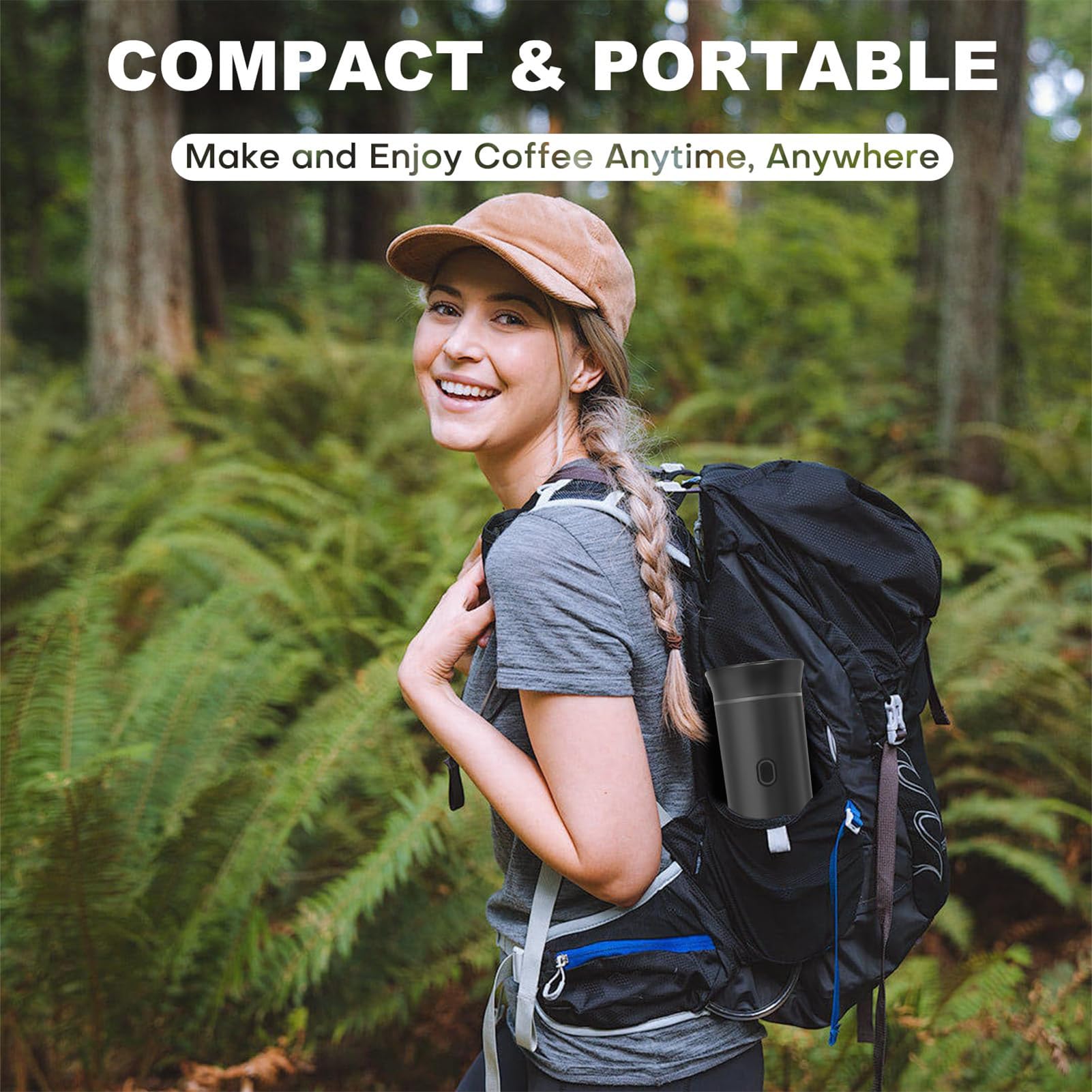 Máquina de café de viaje - máquina de café para automóviles, RV | Dispositivo de preparación de viajes, portátil, de camping, de senderismo, dispositivo de | Gadgets de viaje, dispositivo de cerveza profesional recargable para caminatas para acampar RV