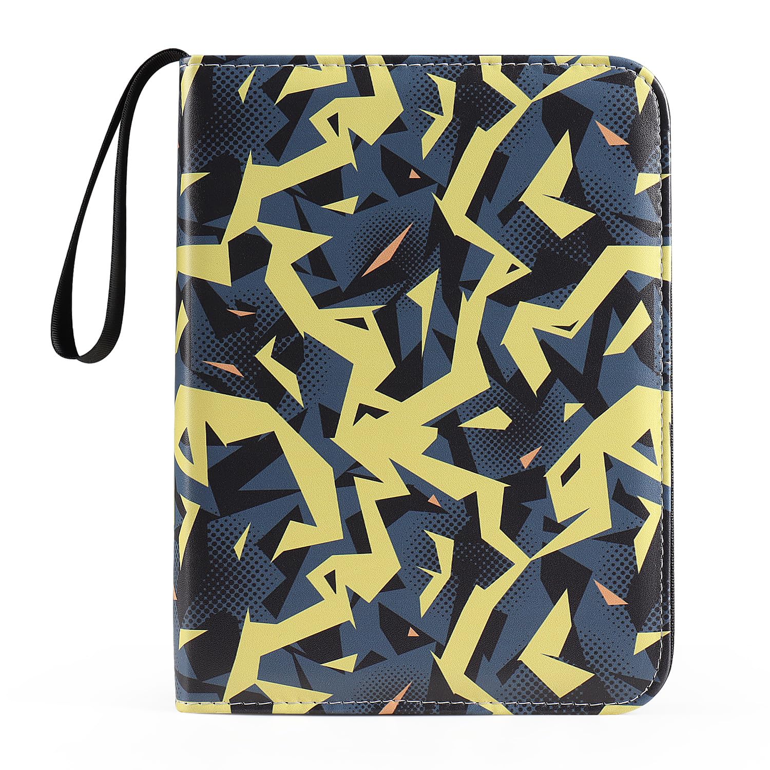 VEELAM 4 Pocket Card Binder, 3-Ring Trading Card Binder with Zipper for 400 Cards Collection, Black Yellow