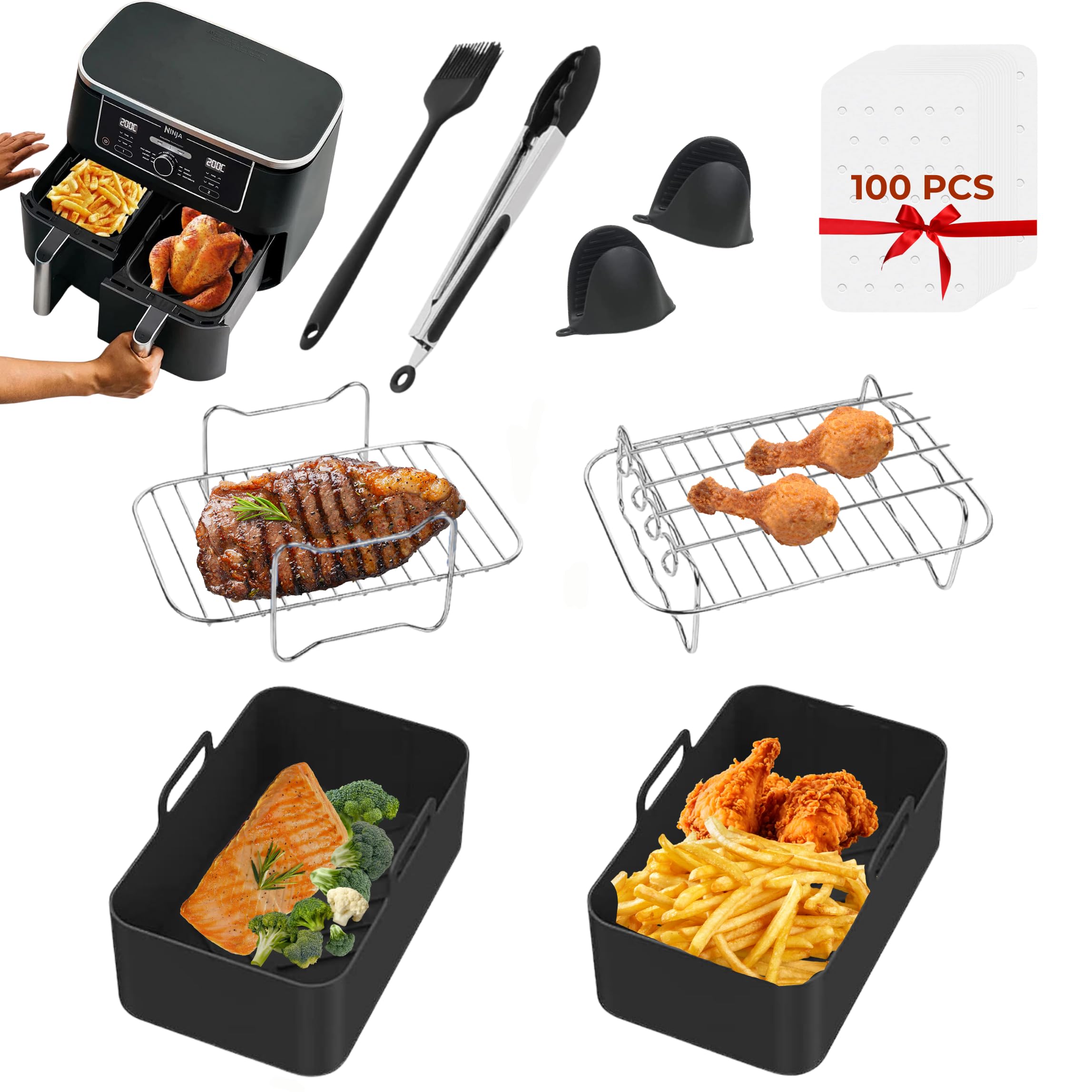 Buy Airfryer Accessories Set of 9, Ninja Dual Air Fryer AF300UK