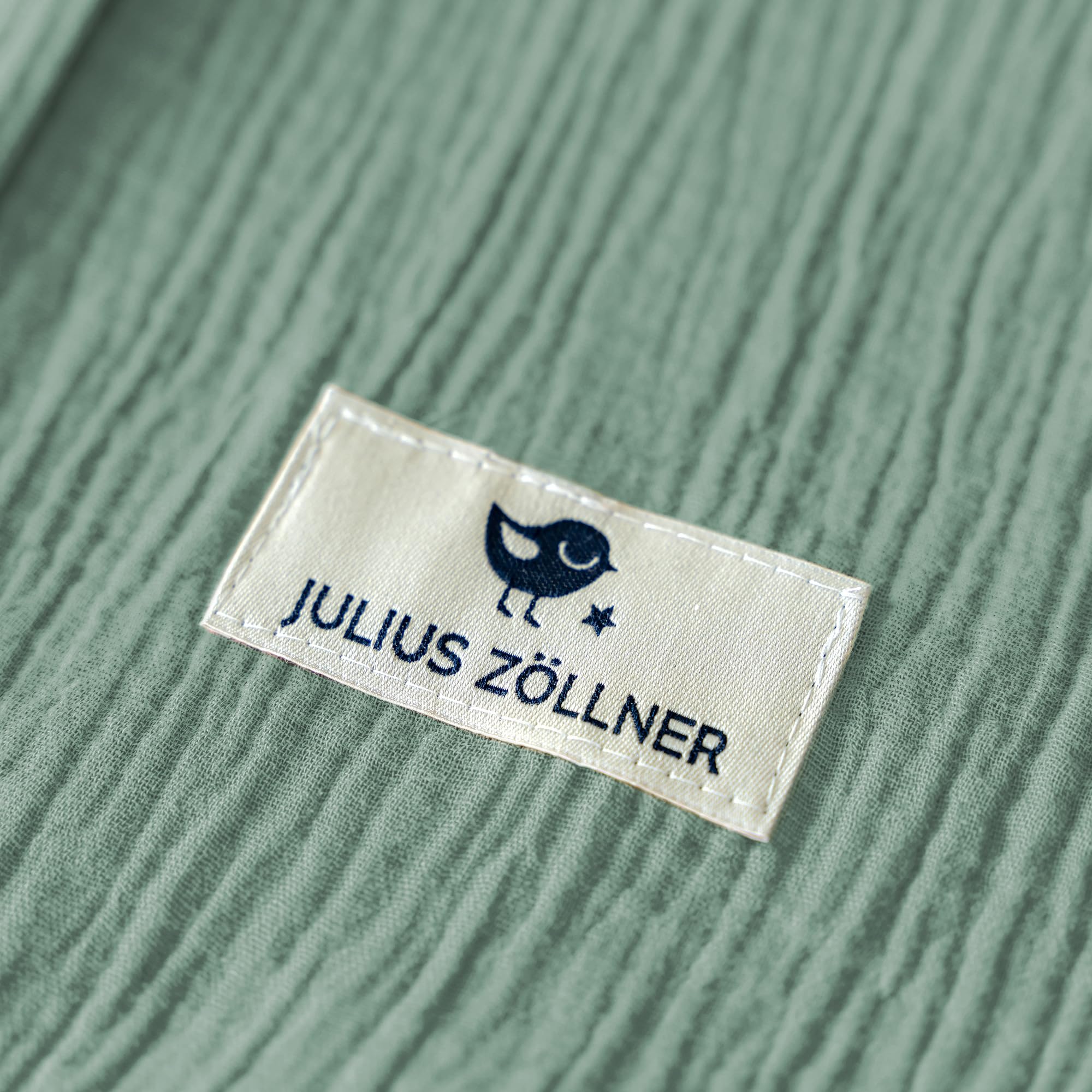 Julius Zöllner Musselin Sommerschlafsack grün, Größe 60 | aus weicher Musselin Baumwolle, sicher und schadstoffgepüft, ideal für warme Sommernächte