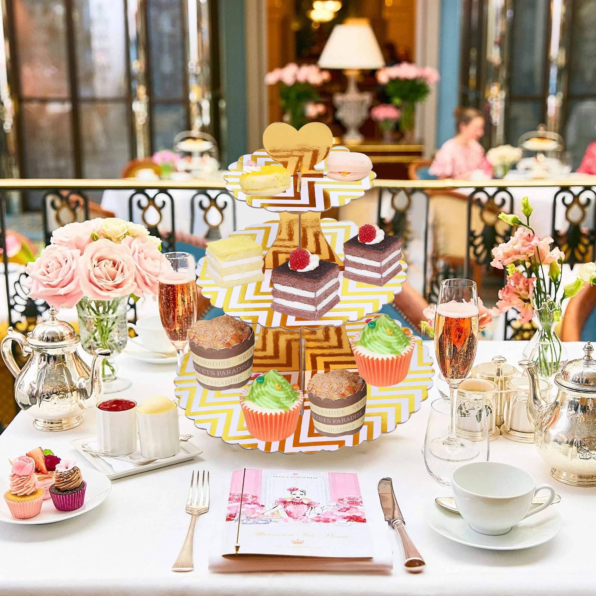 Supporto Cupcake 3 Livelli - Torre Per Dessert | Porta Dolci Per Feste | Colore Argento - Foto 10