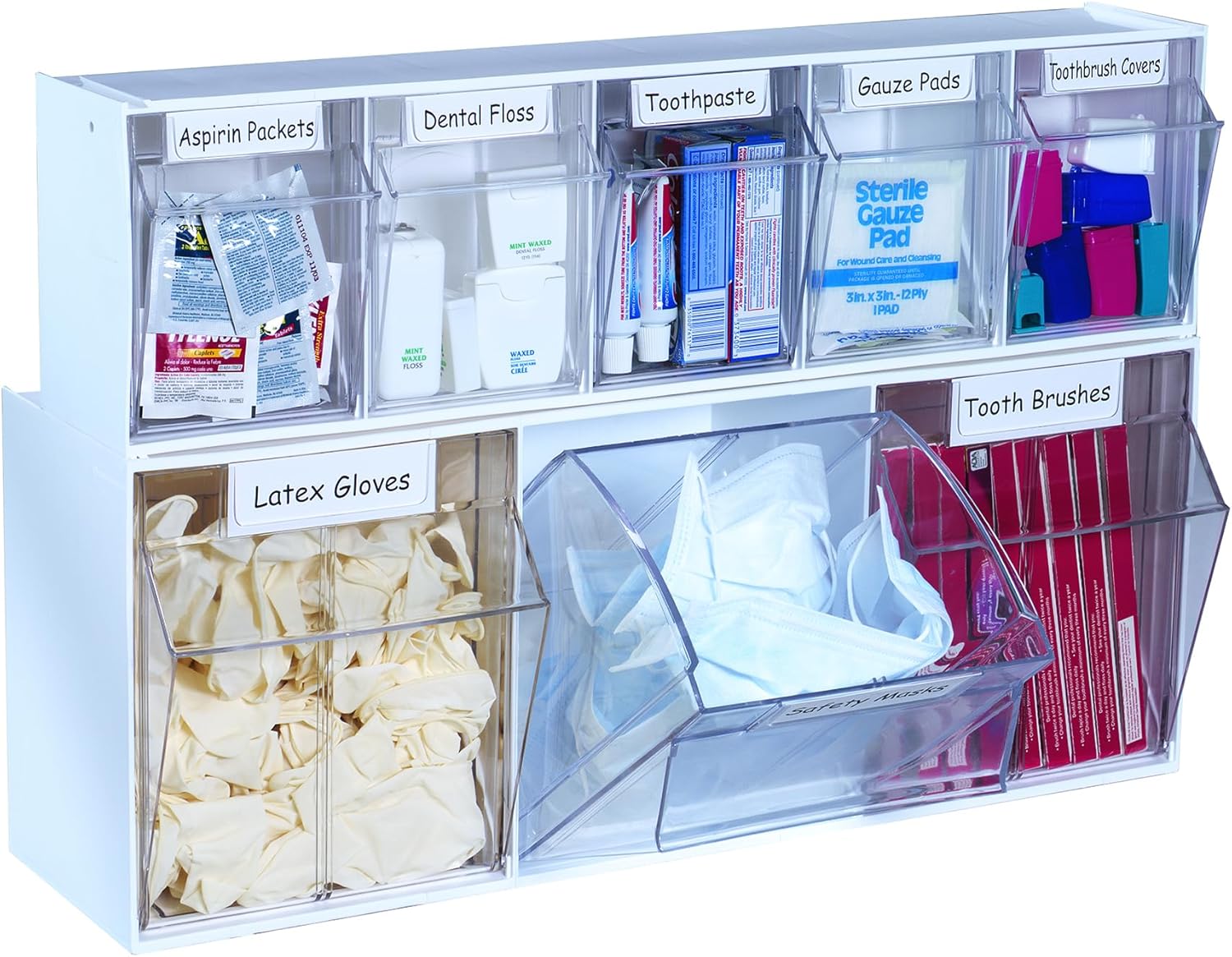 Deflecto Tilt Bins, Interlocking 5-Bins, 23" x 5" x 6.5 ", White (20503OP)