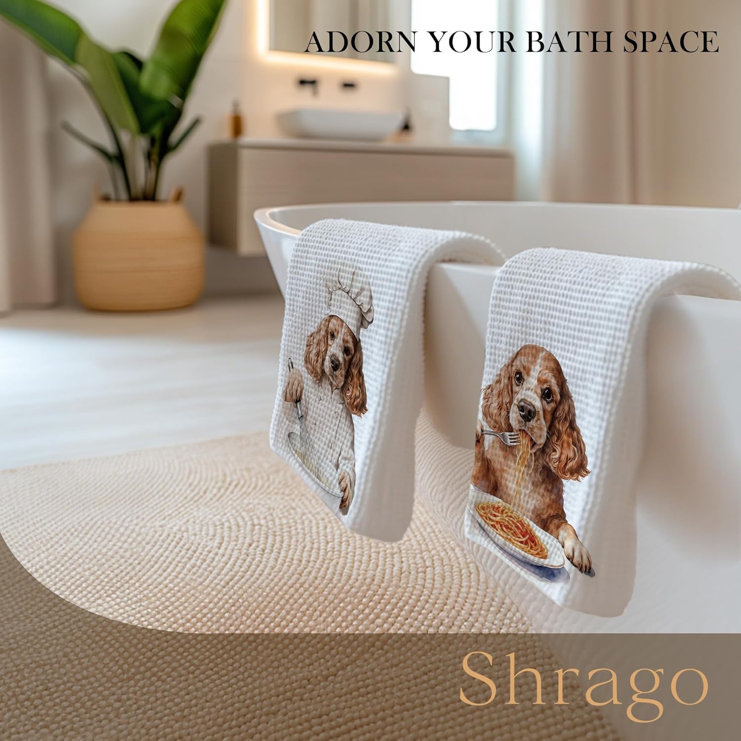 Funny Cocker Spaniel Dog Kitchen Hand Towels 16x24 Inch, Cocker Spaniel Gifts, Dog Lover Mom Dad Gifts Decorative Hand Towels for Kitchen Dining Room, Set of 4