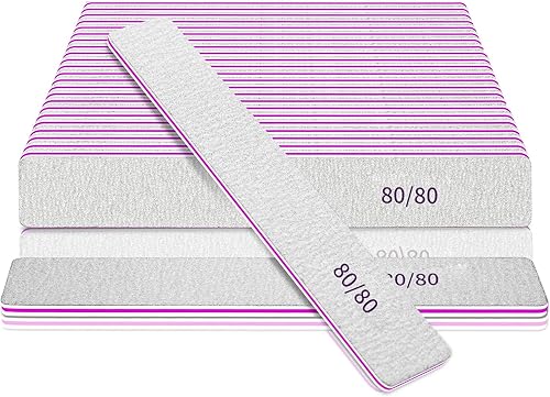 Lima de doble cara de grano 8080, 25 limas ásperas para uñas acrílicas, jumbo cuadrado grueso, resistente para uñas de gel, herramientas de manicura