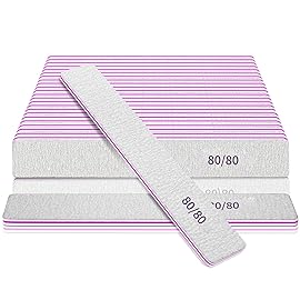 80/80 Grit Double Sided File, 25Pcs Rough Files for Acrylic Nails, Coarse Square Jumbo, Heavy Duty for Gel Nails, Premium Manicure Tools for Home and Salon