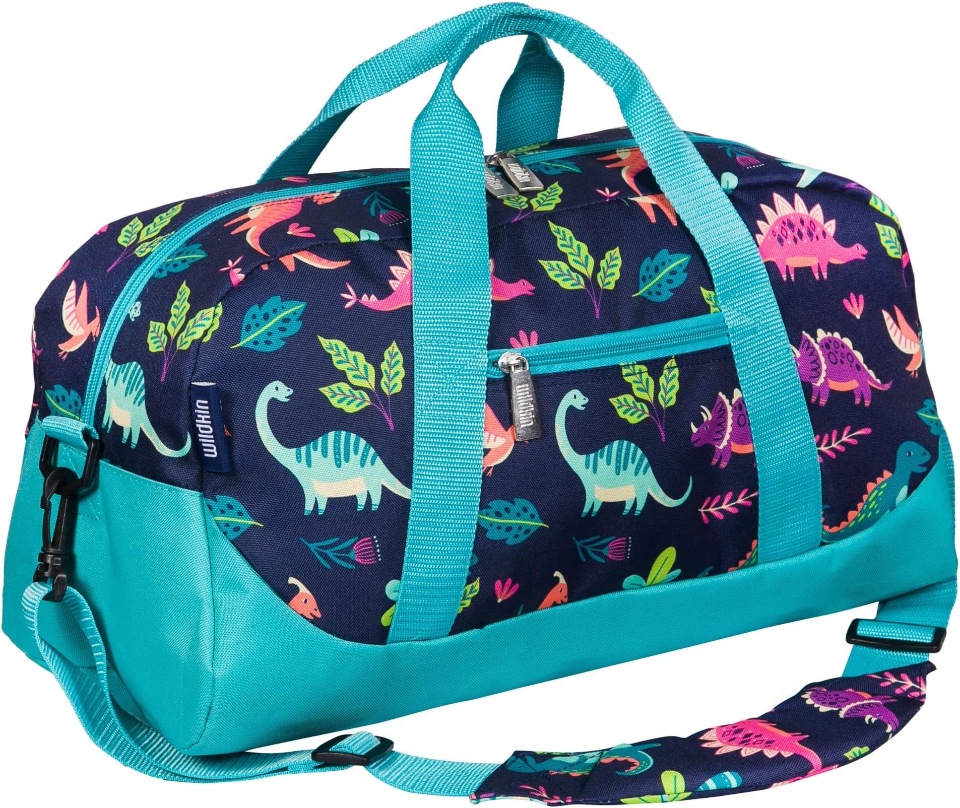 Wildkin Kids Overnighter Duffel Bag – Carry-On Size, Ideal for School & Sleepovers – Dino Pals