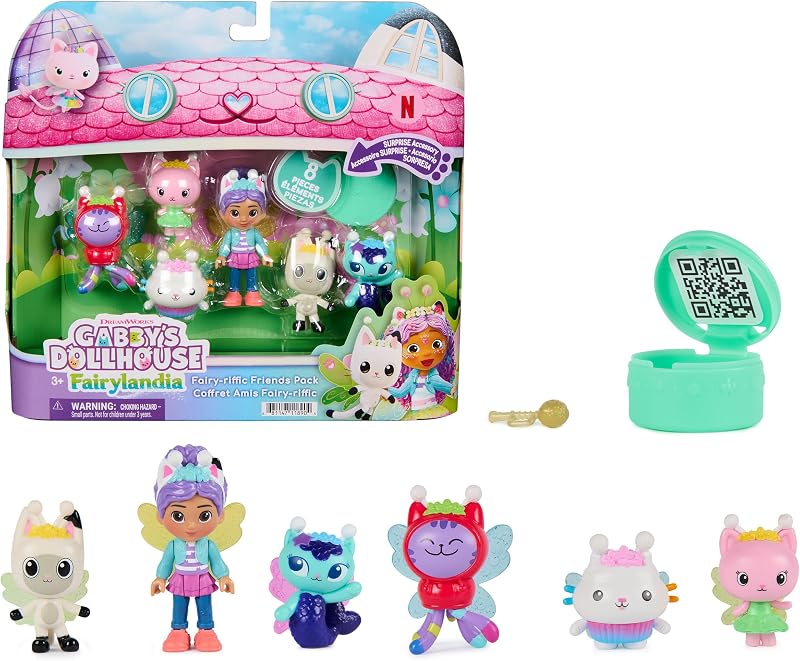 DREAMWORKS GABBY'S DOLLHOUSE Fairylandia, Fairy-riffic Friends 6-Pack | 6 Exclusive Figures, Surprise Accessory, Pretend Play Characters, Story-Driven Fun, Kids Toys for Girls & Boys Ages 3 and Up
