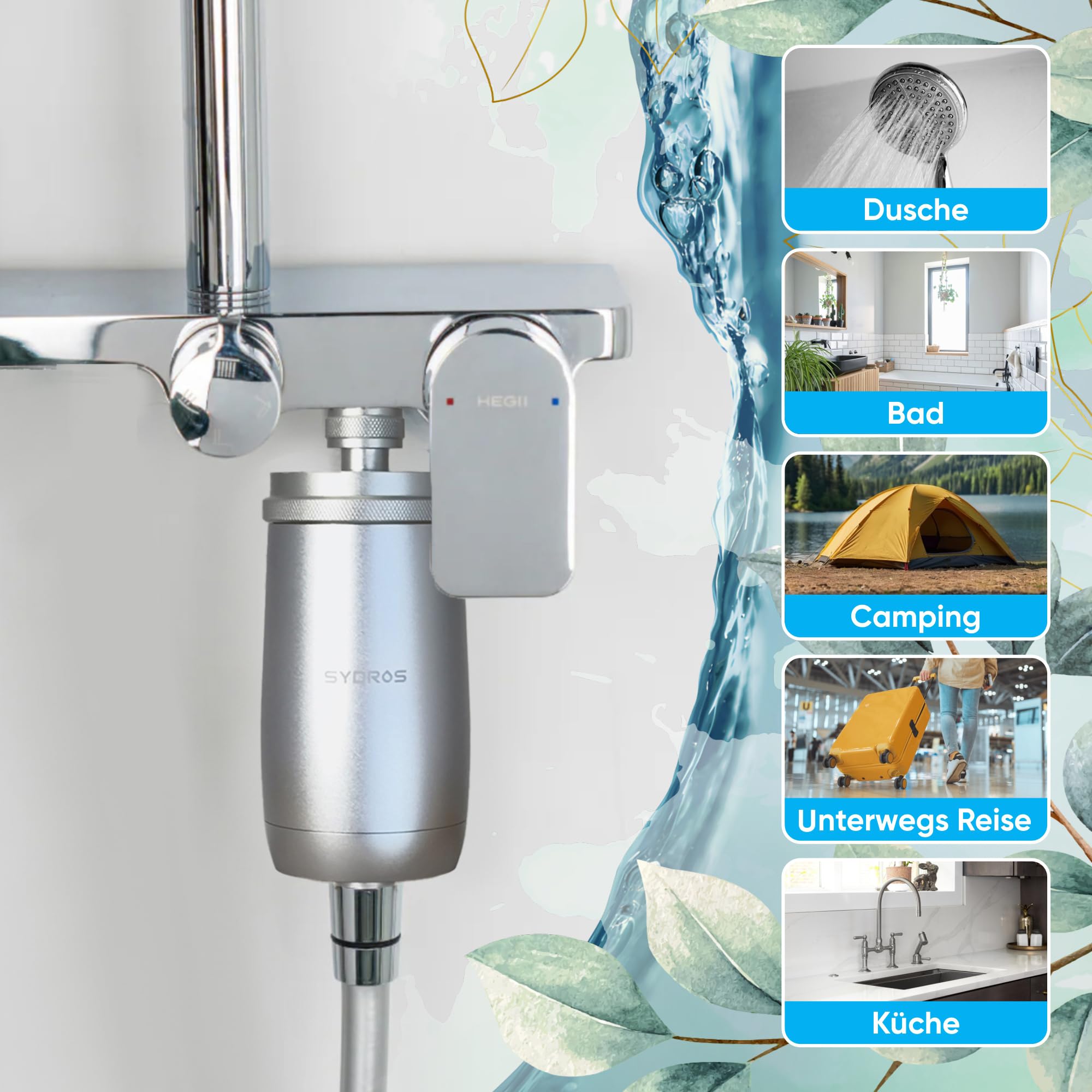 Sydros Ferox 5-Stufen-Filter – Entfernt bis zu 99% der Schadstoffe (Mikroplastik, Chlor, PFAS) & filtert über 500 Schadstoffe – Hochleistungsschutz für Ihre Gesundheit Duschfilter