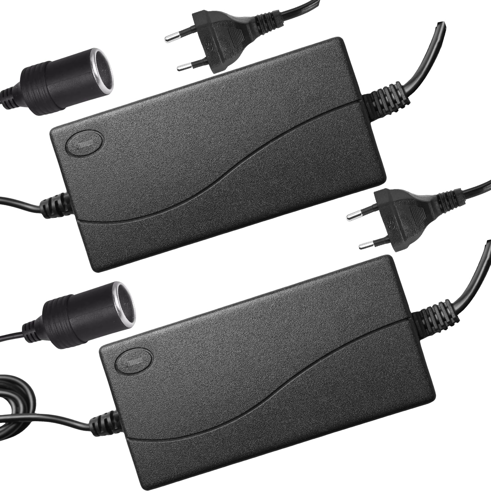 2 adattatori AC a DC Converter 220 V a 12 V, 5 A, adattatore di alimentazione per accendisigari per auto, frigorifero aspirapolvere