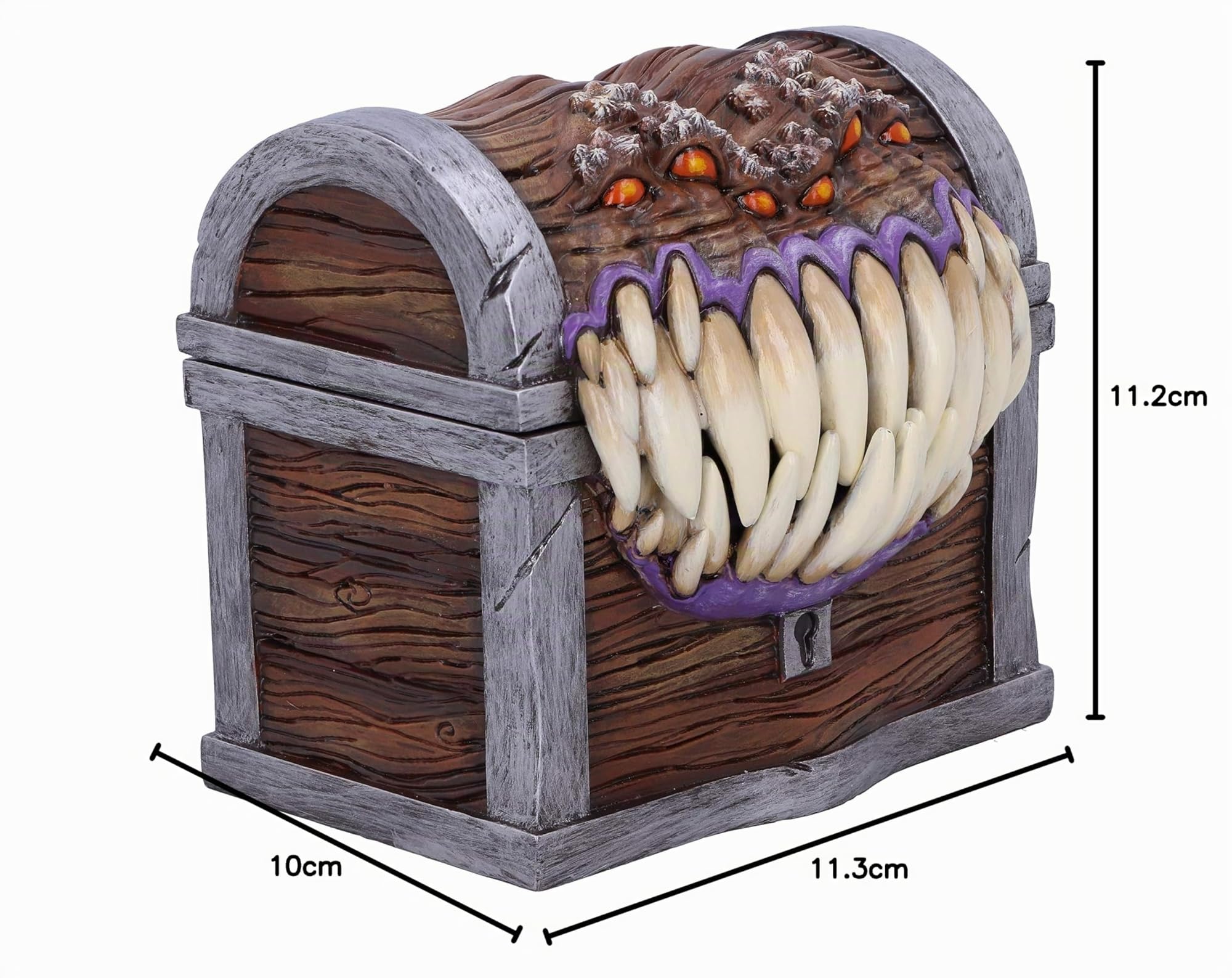 Nemesis Now Dungeons & Dragons - Caja de Almacenamiento de Dados de imitación, 11,3 cm, Resina, marrón, Producto Oficial de D&D, Caja de Dados de Personajes Mimic, fundida en la Mejor Resina, Pintada