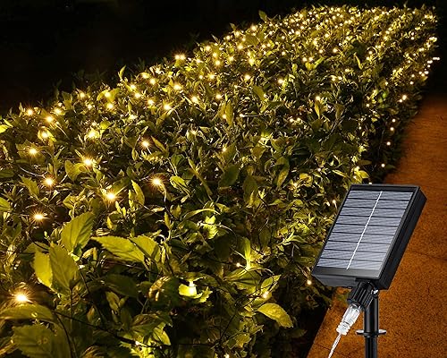 iBaycon Luces solares de red de Navidad, luces de malla de red de 5 x 5 pies con 8 modos y temporizador, luces solares impermeables para árboles de disponible en Yaxa Peru
