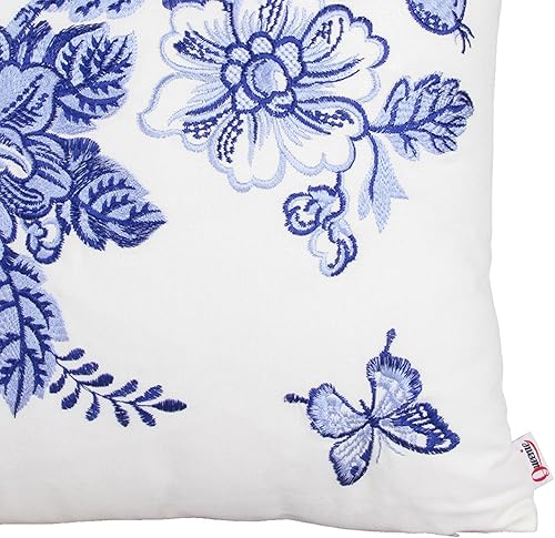 Miniatura 3 de Queenie - 1 funda de almohada decorativa bordada 100% algodón tradicional chino, 18 x 18 pulgadas, 17.7 x 17.7 in (1, mariposa y flores)