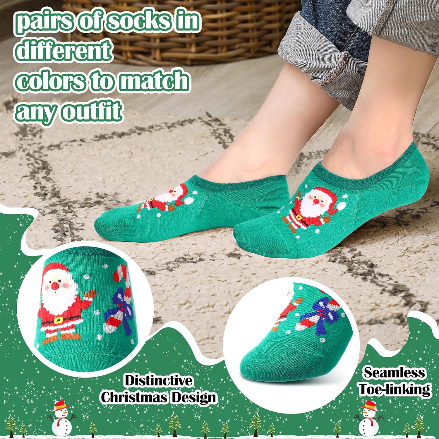 Glitopper 12 Pairs Adult Christmas Socks with Grips Winter Warm Women Socks Xmas Cozy Non Skid Cute Socks for Home Gift