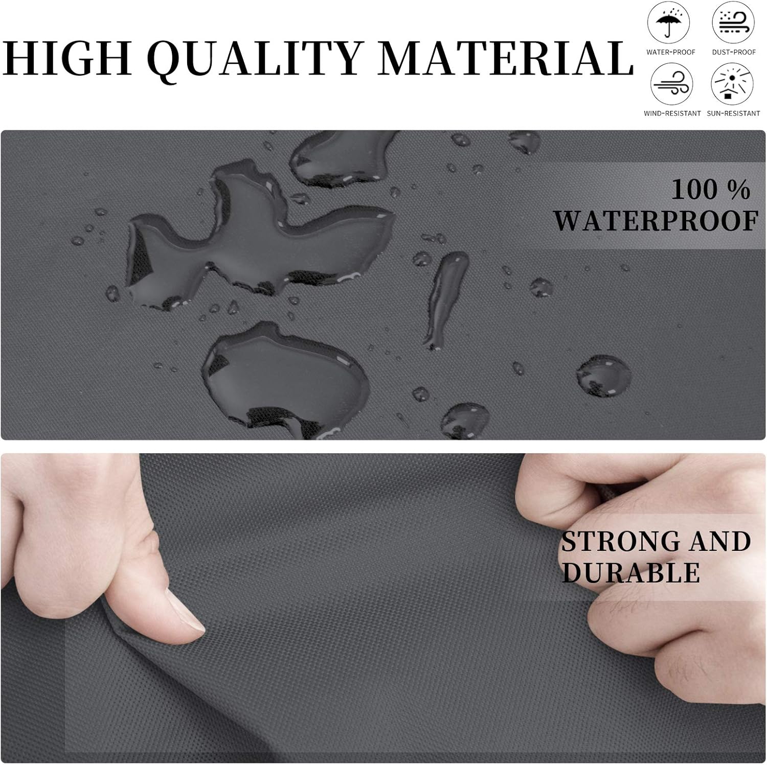 Easy-Going Patio V-Shaped Sectional Sofa Cover, Waterproof Outdoor Sectional Cover,Heavy Duty Garden Furniture Cover with Air Vent 89" L (on Each Side) x 33.5" D x 31" H, Dark Gray