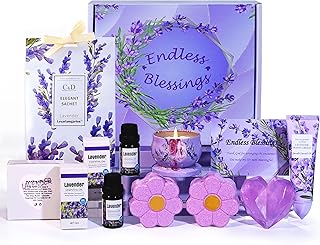 Bath Bomb Gifts for Women,Pamper Birthday Gifts Basket for Her, Lavendar Relaxation Spa Hamper Ladies Self Care Package, Wellbeing Get Well Soon Gifts Set for Mum, Valentines Anniversary Present
