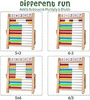Vista 4 de Ábaco de Madera para Matemáticas de Niños, Juguete Educativo de Conteo con Palos de Contar y Tarjetas de Números y Alfabeto, Juguetes de Aprendizaje