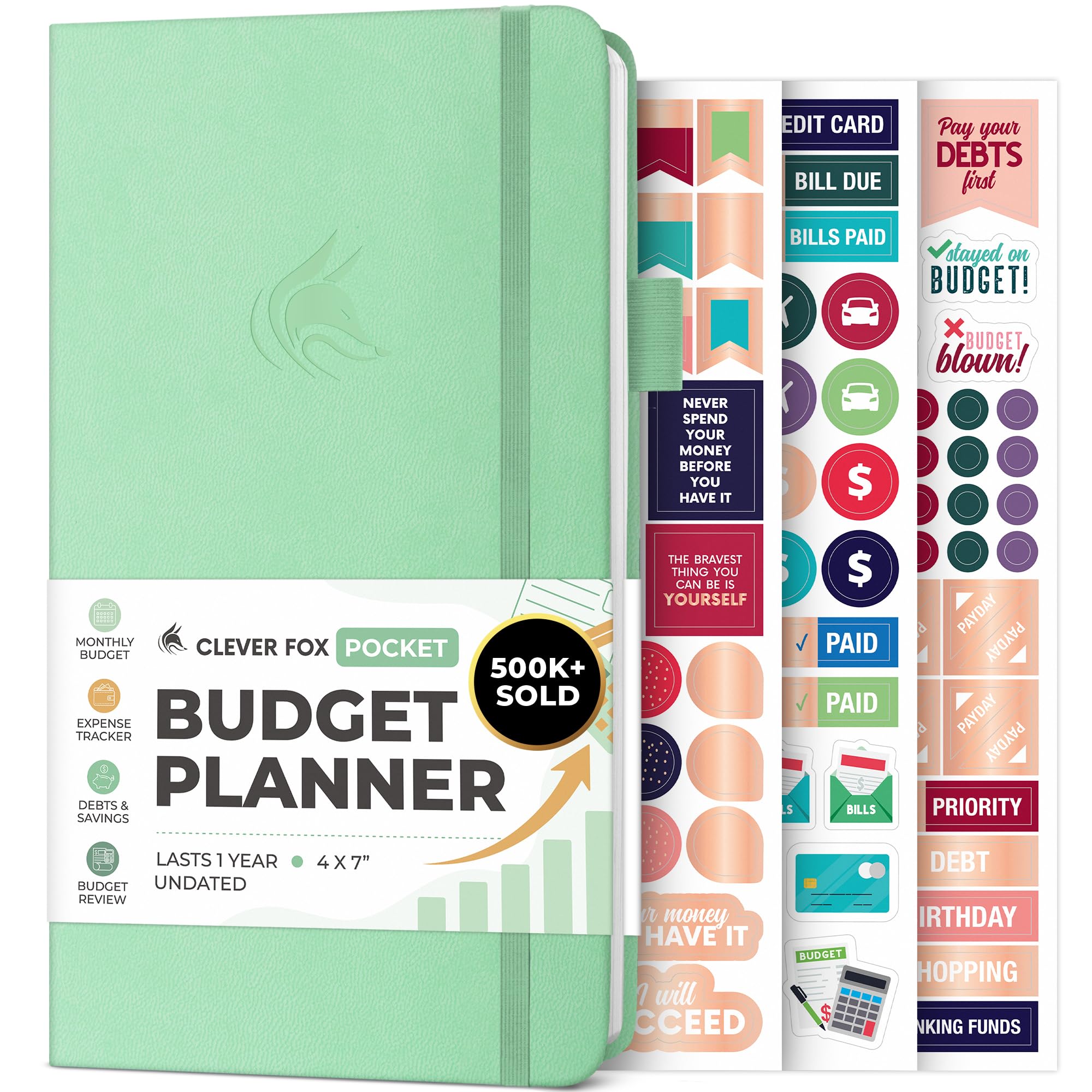 Clever Fox Budget Planner - Expense Tracker Notebook. Monthly Budgeting Organizer, Finance Logbook & Accounts Book, Bill Tracker, Pocket size (Mint Green) โ image 1