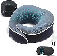 Vista 16 de Proglobe Almohada ortopédica para el cuello, almohadas cervicales de viaje para aviones, kit de espuma viscoelástica, soporte para la cabeza