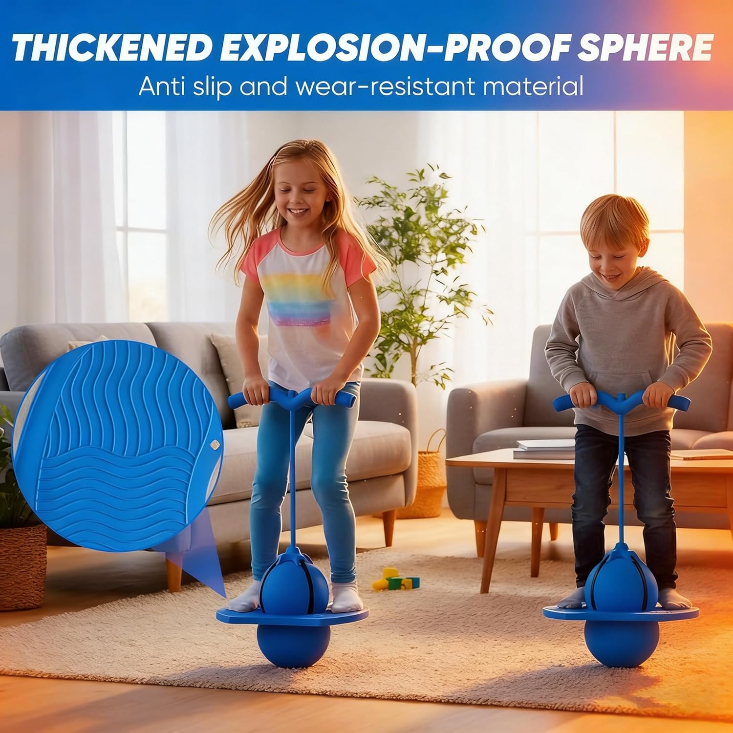 Balance Jumping Ball, Jumping Ball For Ages 5+ With Handle And Ball Pump, Indoor & Outdoor Play, Builds Balance, Coordination & Fitness For All Kids