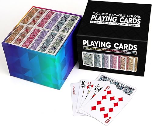 Miniatura 2 de Metsyth Juego de 12 cartas de cartas, juego de cartas de póquer estándar a granel con 6 colores brillantes, juegos de cartas para adultos, niños y