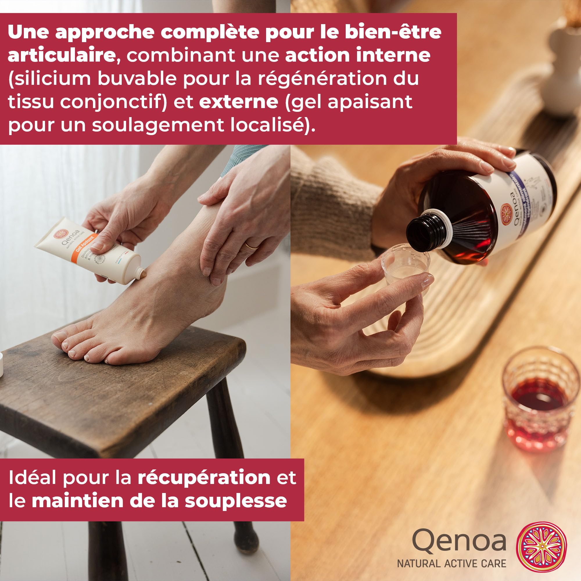 Lot Gel Apaisant 75ml + Complément Alimentaire Régénérant 500ml - Silicium Durable, Gel pour les articulations et les muscles, Complément articulaire naturel, Douleurs Musculaires sport
