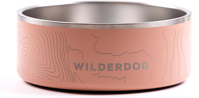 Tigela para Cães em Aço Inoxidável com Base Antiderrapante Wilderdog Rosa, 907 mL