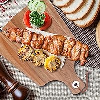 Vista 6 de Tabla de embutidos, tabla de cortar de madera de acacia, 18 x 14 pulgadas, bandeja de servir para pan y queso con asa, tablas decorativas