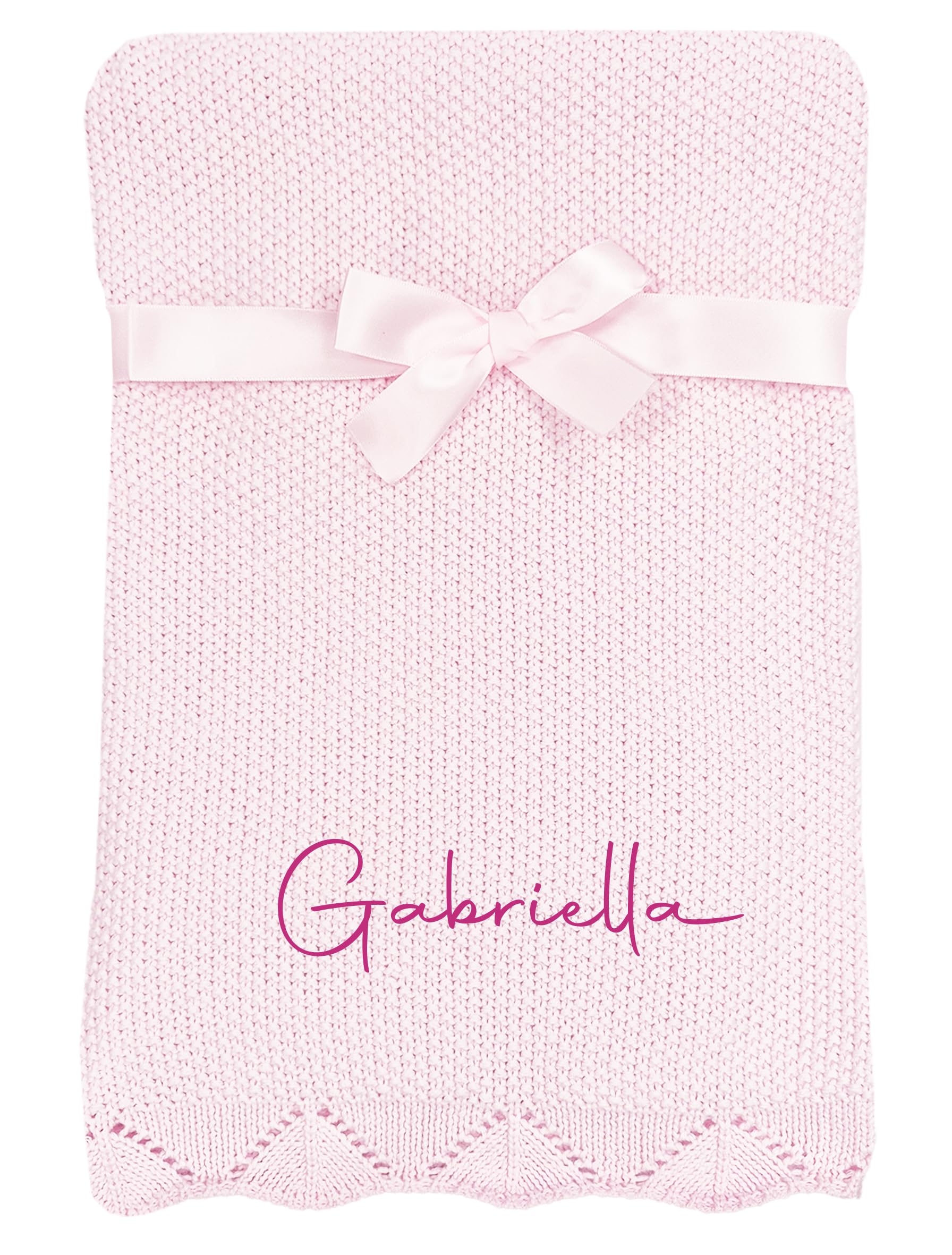 Personalised Baby Cotton Knitted Blanket Soft Natural Breathable Wrap (Cotton Pink)