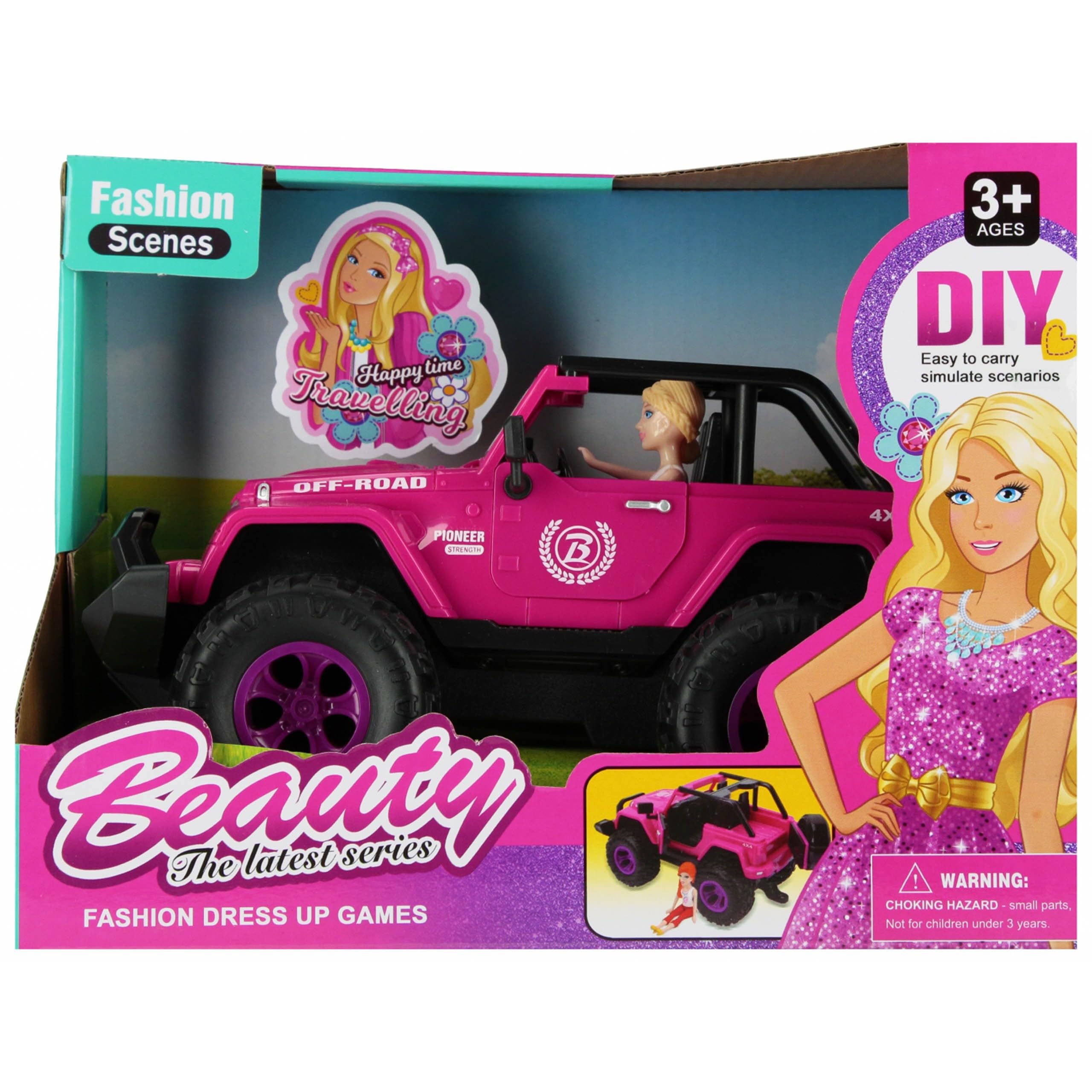 Rosa Jeep Auto für Puppen mit Zubehör 3+ MEGA Creative