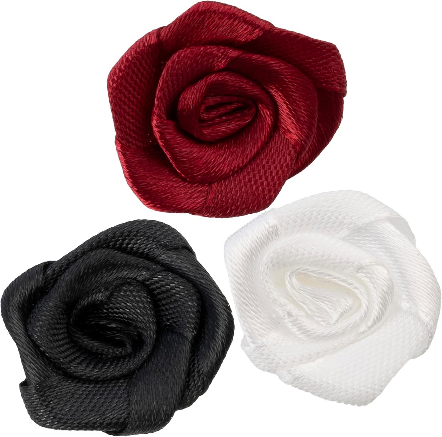 AERZETIX - C69672 - Set of 60 Artificial Roses 6x25mm in Satin - White Dark Red Black - Creative Hobby Decoration Eyelets