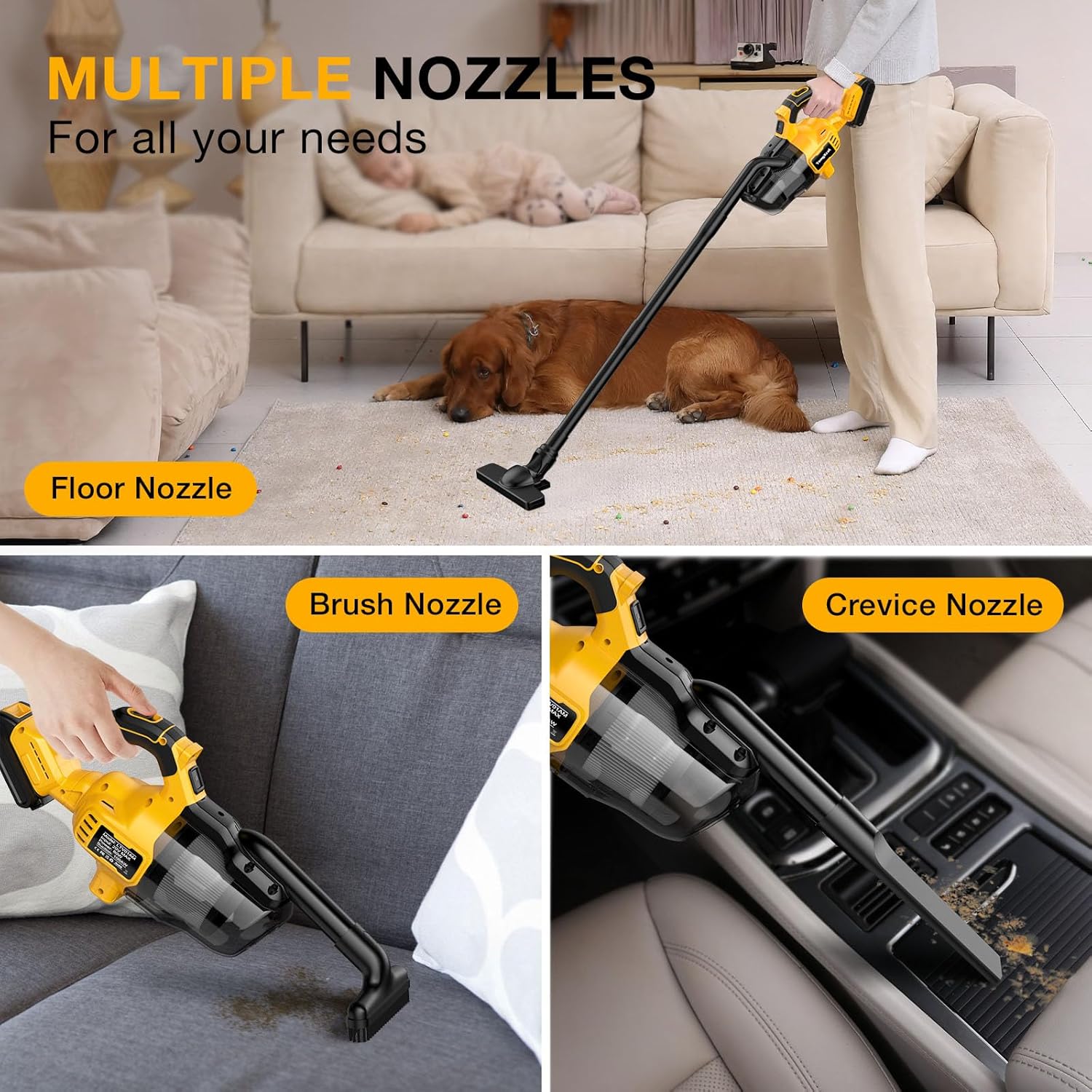 Cordless Vacuum Cleaner for Dewalt 20V MAX Battery, Handheld Vacuum Cleaner for Home Car Hardwood Floor Carpet, Portable Shop Vacuum with Washable HEPA Filter(No Battery) - Image 5