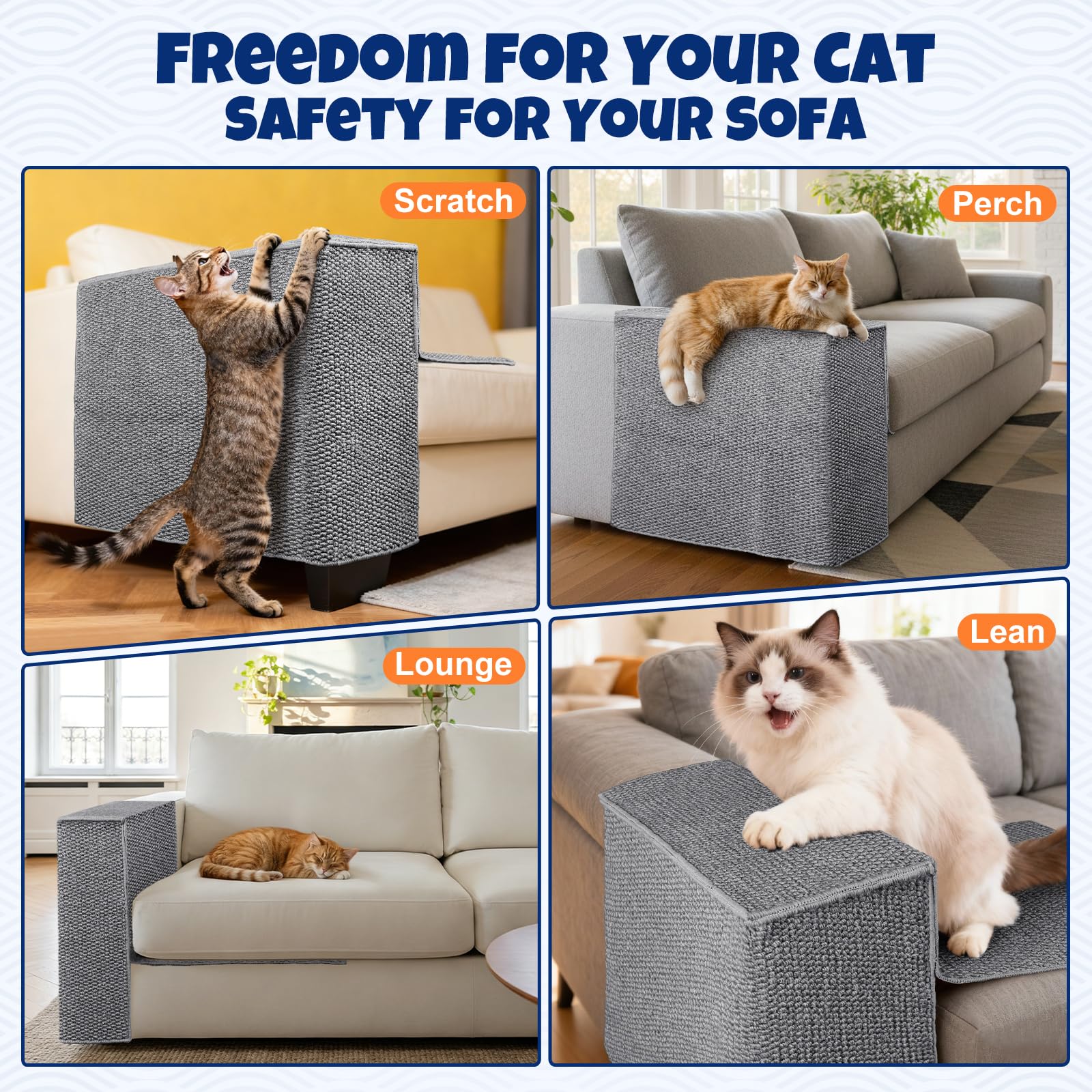 ENONCI Protection de canapé griffoir pour Chat – Protections d'angle et d'accoudoirs pour Chats, Protection de Meubles Contre Les Griffes de Chat