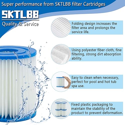 Miniatura 9 de Cartucho de filtro de piscina tipo I, 3.11 x 3.48 pulgadas, tamaño I para filtro de piscina, bombas de filtro de piscina reemplazos universales (12