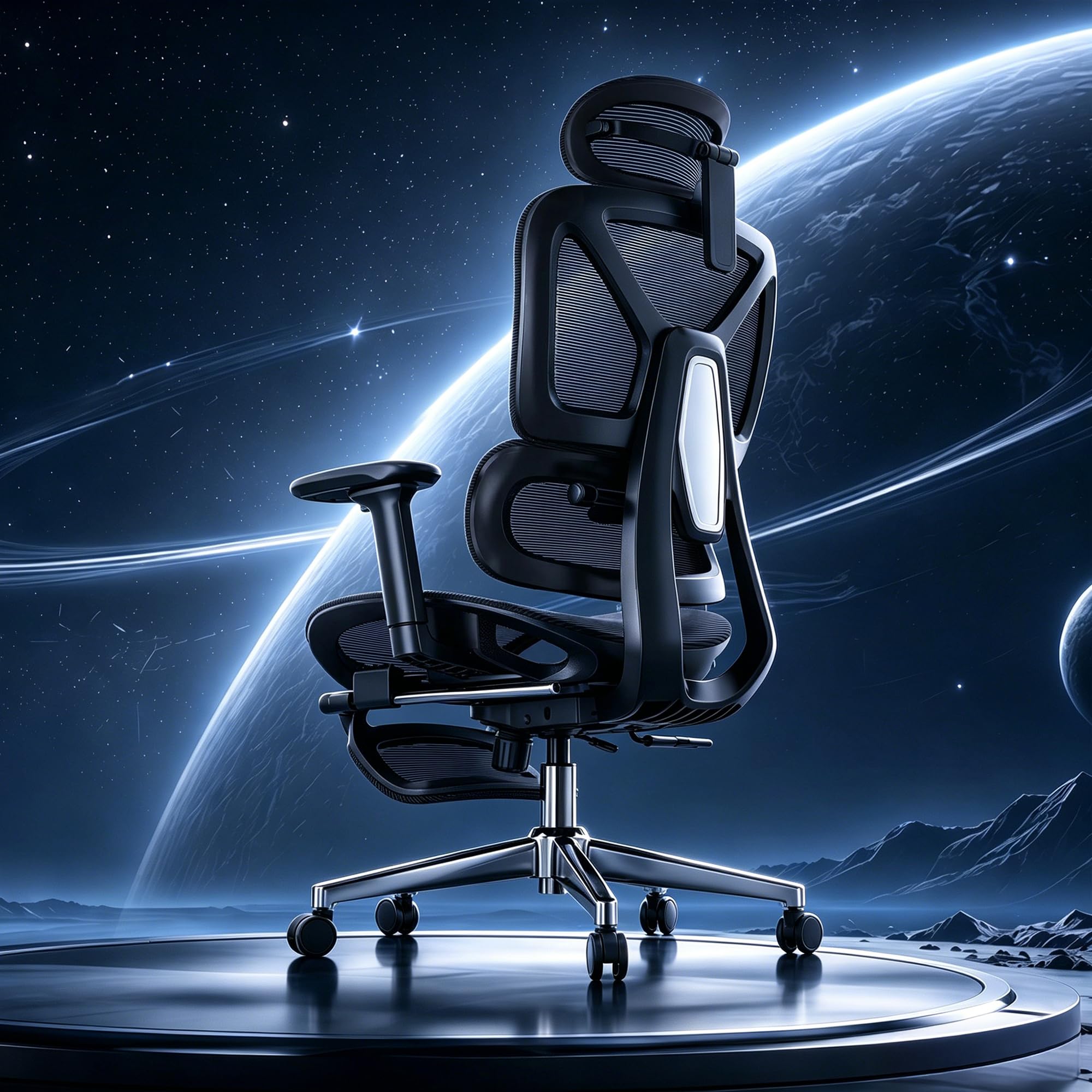 FLEXISPOT ErgoX Silla Escritorio con Reposapiés, Soporte Lumbar, Respaldo 5D, Reposabrazos 3D, Silla Gaming, Cojín Transpirable, Inclinación 135°, Silla Ergonomica Escritorio, Negro