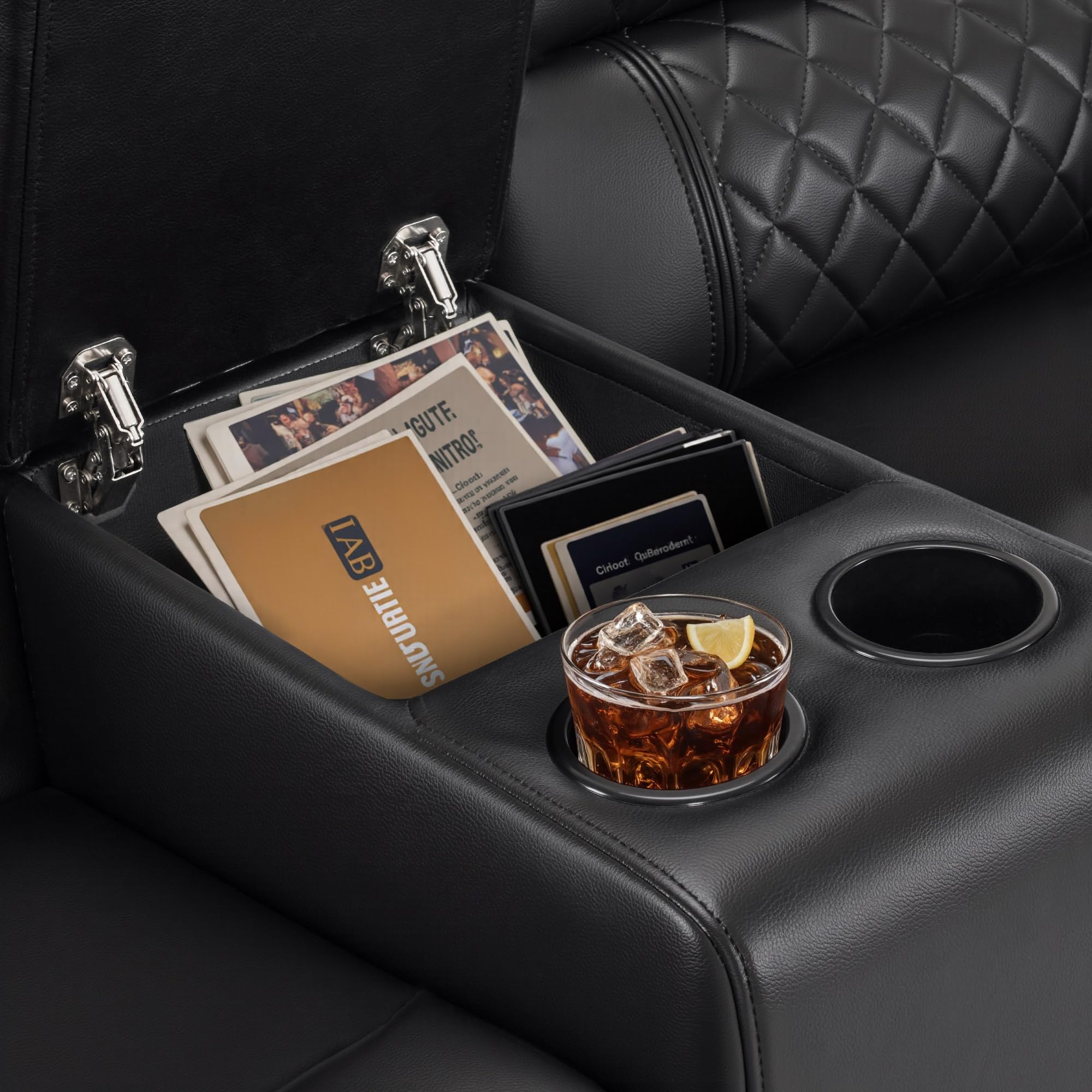 MCombo M Poltrona da cinema, regolabile elettricamente, Zero-Gravity, poggiatesta regolabile, divano con funzione letto, cuscino di seduta in schiuma piena 35D 7705 (2 posti con console)