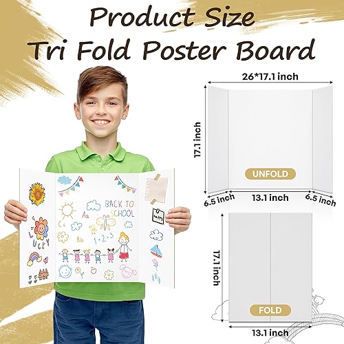 Miniatura 3 de 4 tableros de póster triples medianos, de 26 x 17 pulgadas, con cintas de doble cara y cartón, tablero corrugado de presentaciónexhibición para