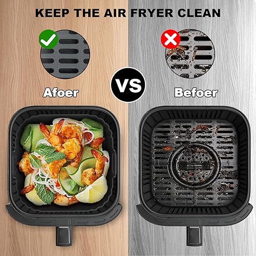 Miniatura 5 de Forros cuadrados de silicona de 8.5 pulgadas para freidora de aire, paquete de 2 forros reutilizables para freidora de aire Ninja AF141 AF142 AF181