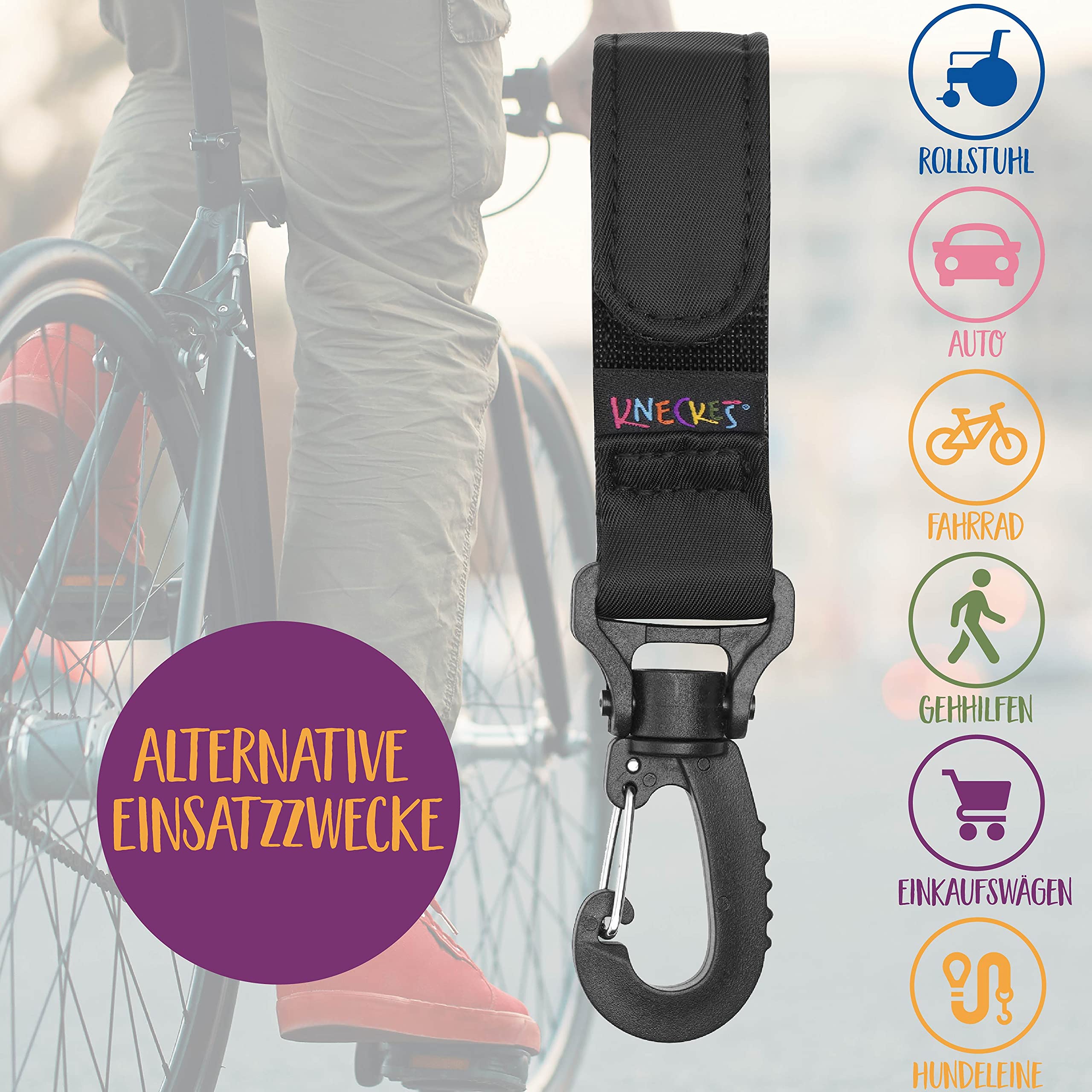 Robusti ganci per passeggino (set di 2, capacità di carico 40 kg) Chiusura in velcro