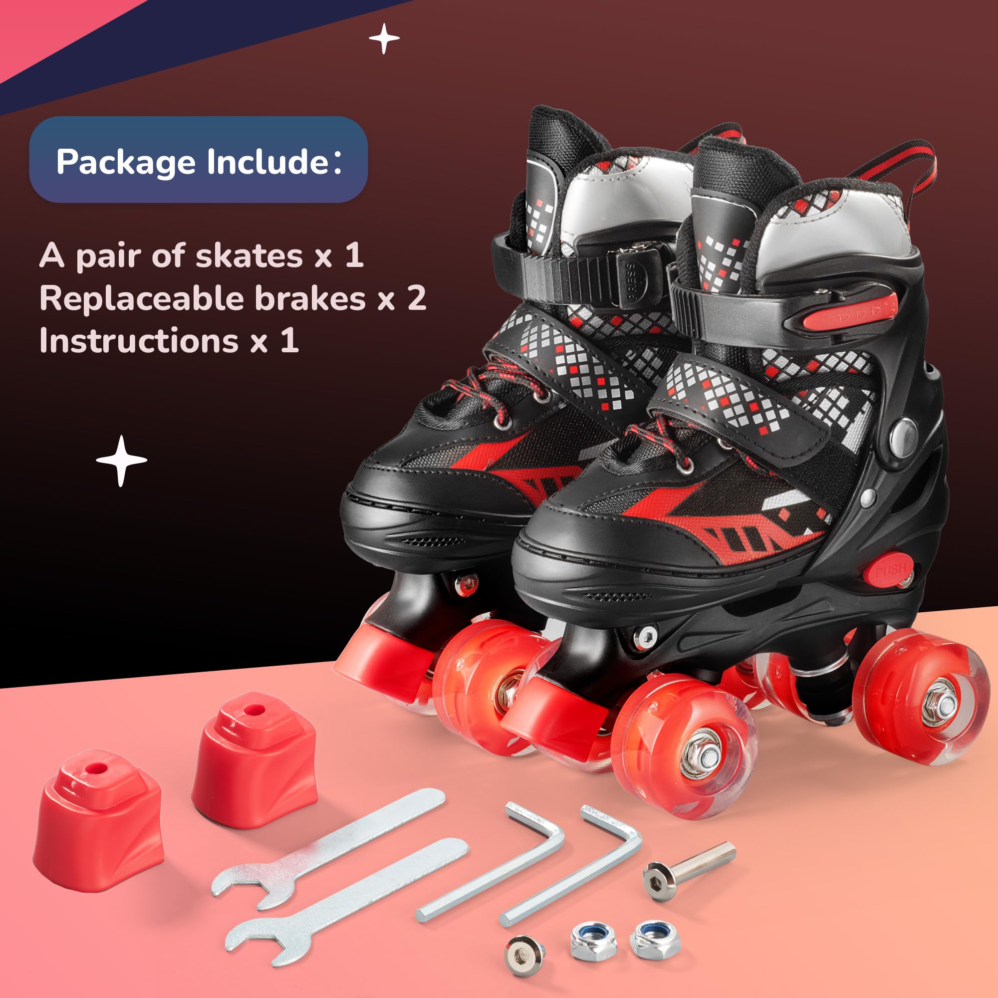FWFX Kinder Rollschuhe, Verstellbare Leuchtende Rollschuhe, Indoor und Outdoor Geeignet für Anfänger