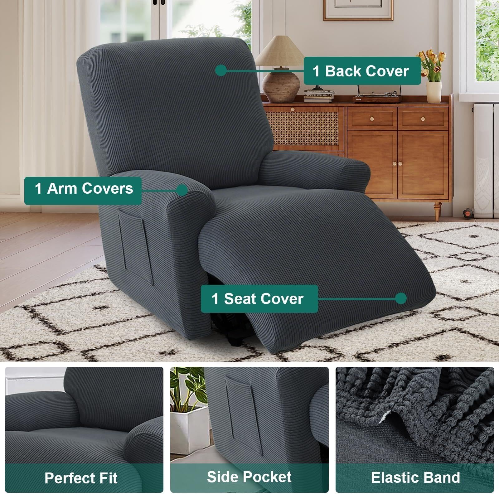 Fodere for poltrona reclinabile 4 pezzi Copripoltrona elasticizzata
