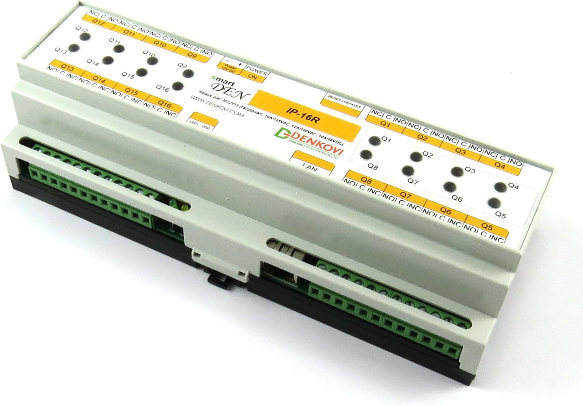 smartDEN LAN Ethernet IP 16 Channels Web Relay Board – 24VDC, DIN Rail Box
