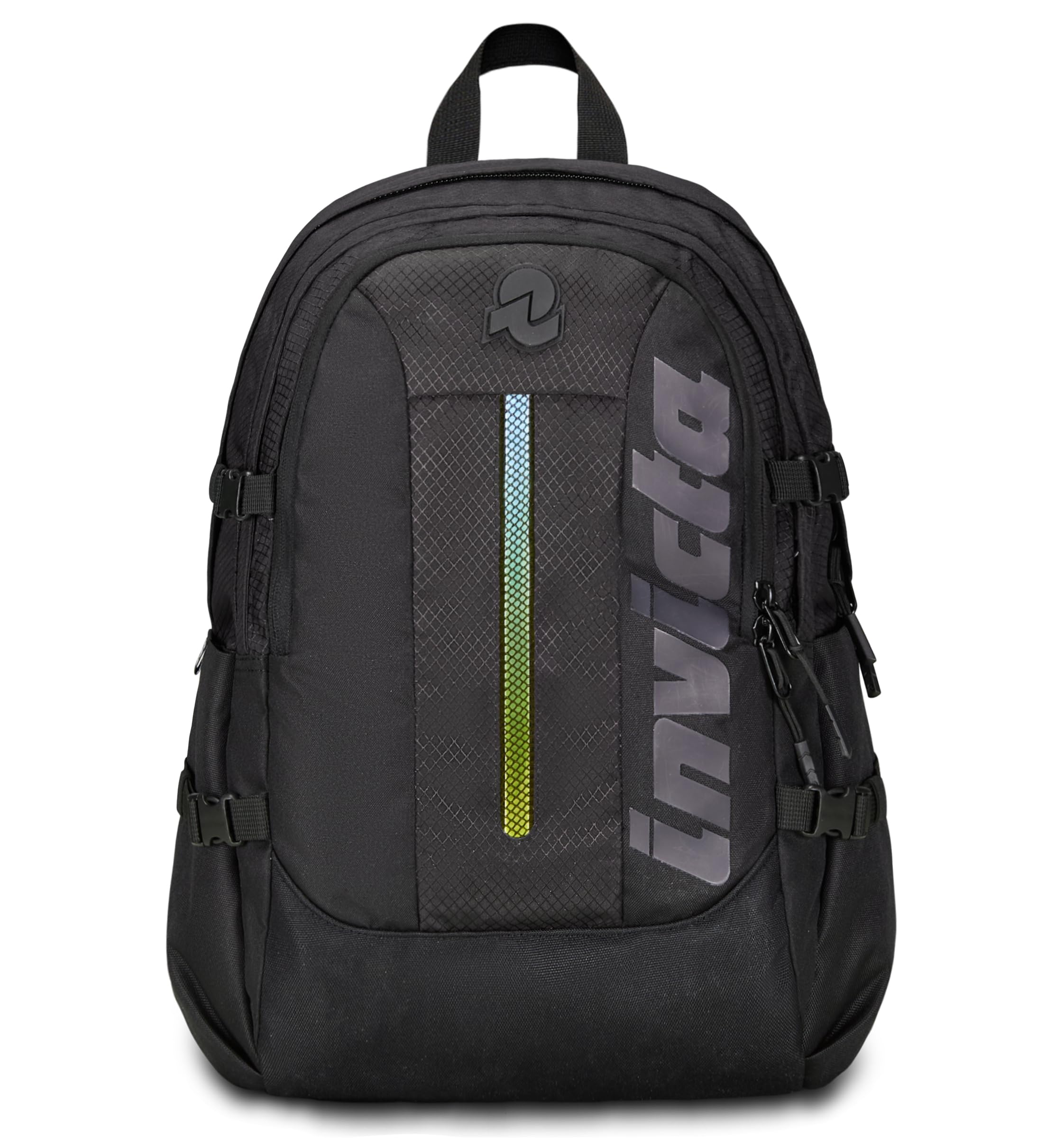 Invicta Act Plus LED Office Backpack, Black, Double Compartment with PC Pocket, Bottle Pocket, Organizer, Waist Strap, Chest Straps, Work School Travel Backpack