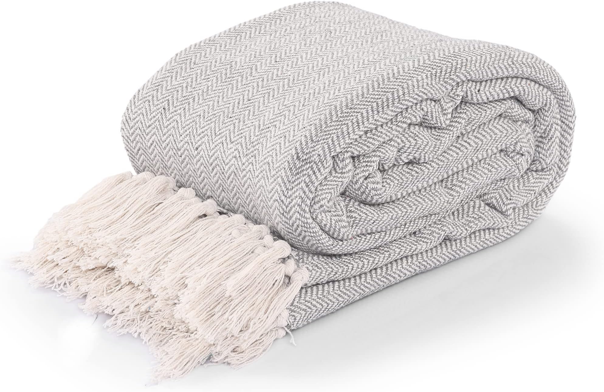 EHC Herringbone King Size 100 Cotton Throws for Sofa Bed Blanket Throw