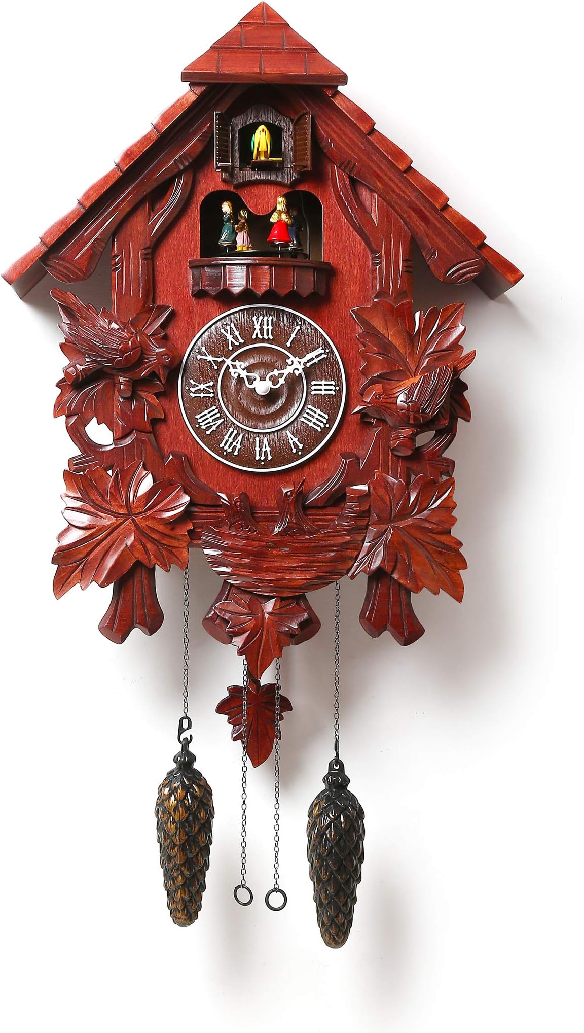 Horo (Imported) - 27" Inch Cuckoo Wall Clock - Roman Dial 70x40x15Cms (Step Movement - Brown Wooden Case)