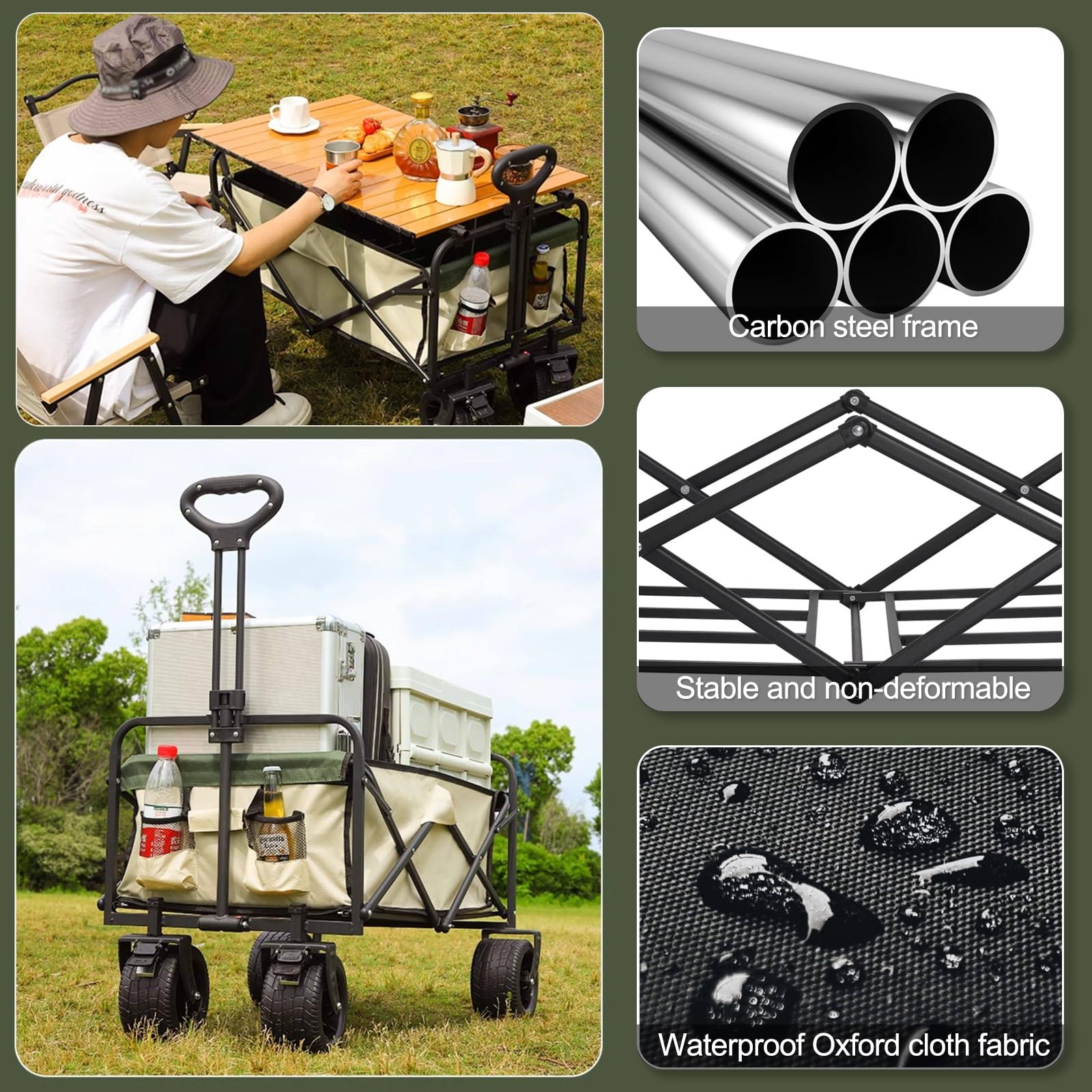 Carrito Plegable para Puestos de Venta con toldo, Carrito móvil para Exteriores para Venta Ambulante, Expositor portátil con Ruedas para Eventos y mercados al Aire Libre.