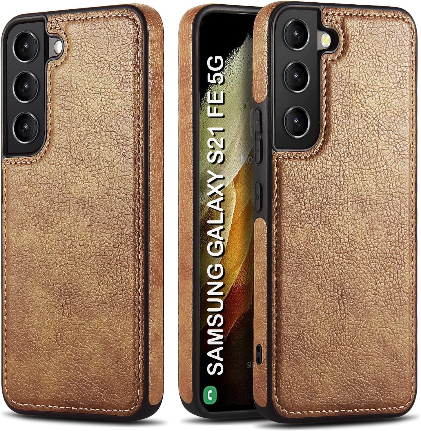 SHINESTAR Samsung Galaxy S21 FE 5G Case Slim Premium Vegan Leather Slim Logo View Classic Luxury Elegant Thin Protective Cover for Samsung Galaxy S21 FE 5G - Brown (B0CVTYVN6L) Amazon Price History, Amazon Price Tracker